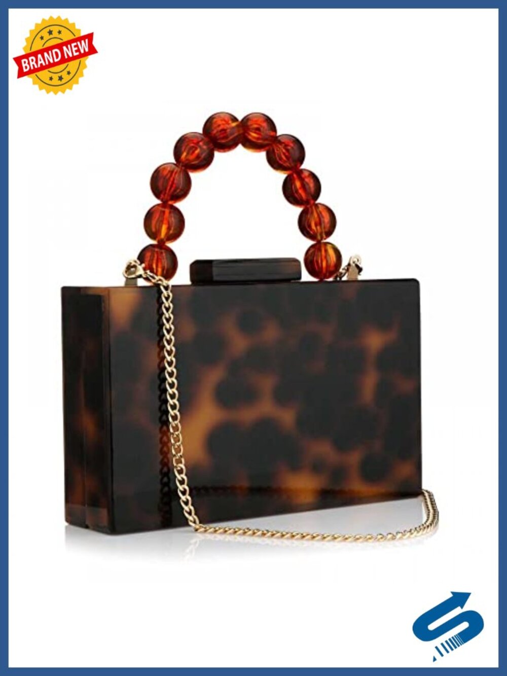 Acrylic Evening Clutch Crossbody Bag Pearl Chain Formal Party Purse